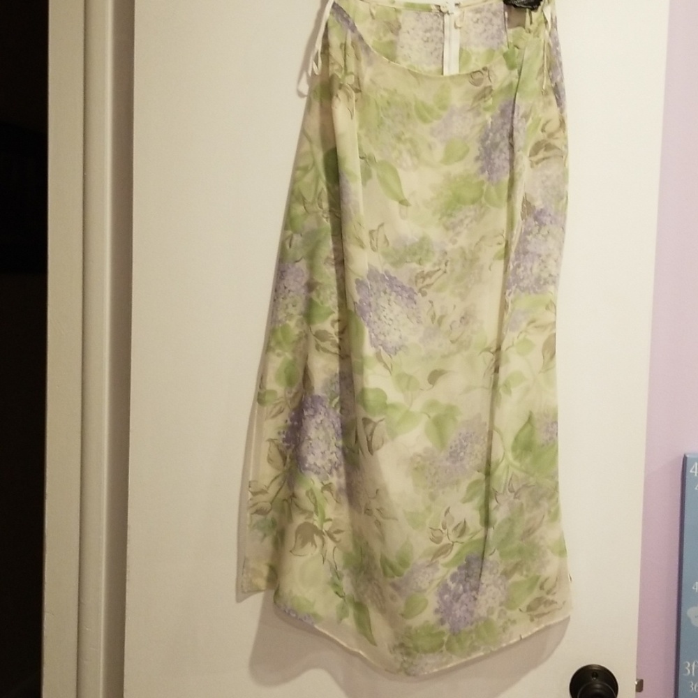 J. Peterman company floral silk skirt.